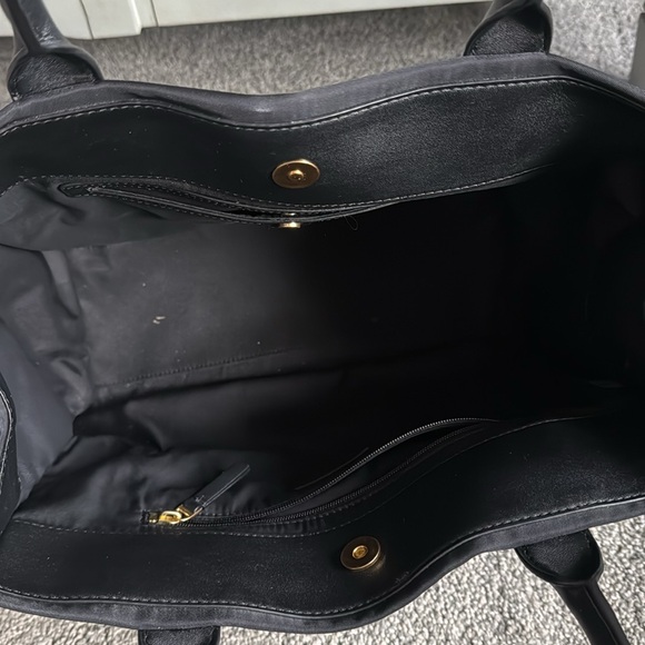 MINT Tory Burch Mini Ella Embroidered Logo Nylon Tote - Black - STUNNING! - Picture 6 of 7